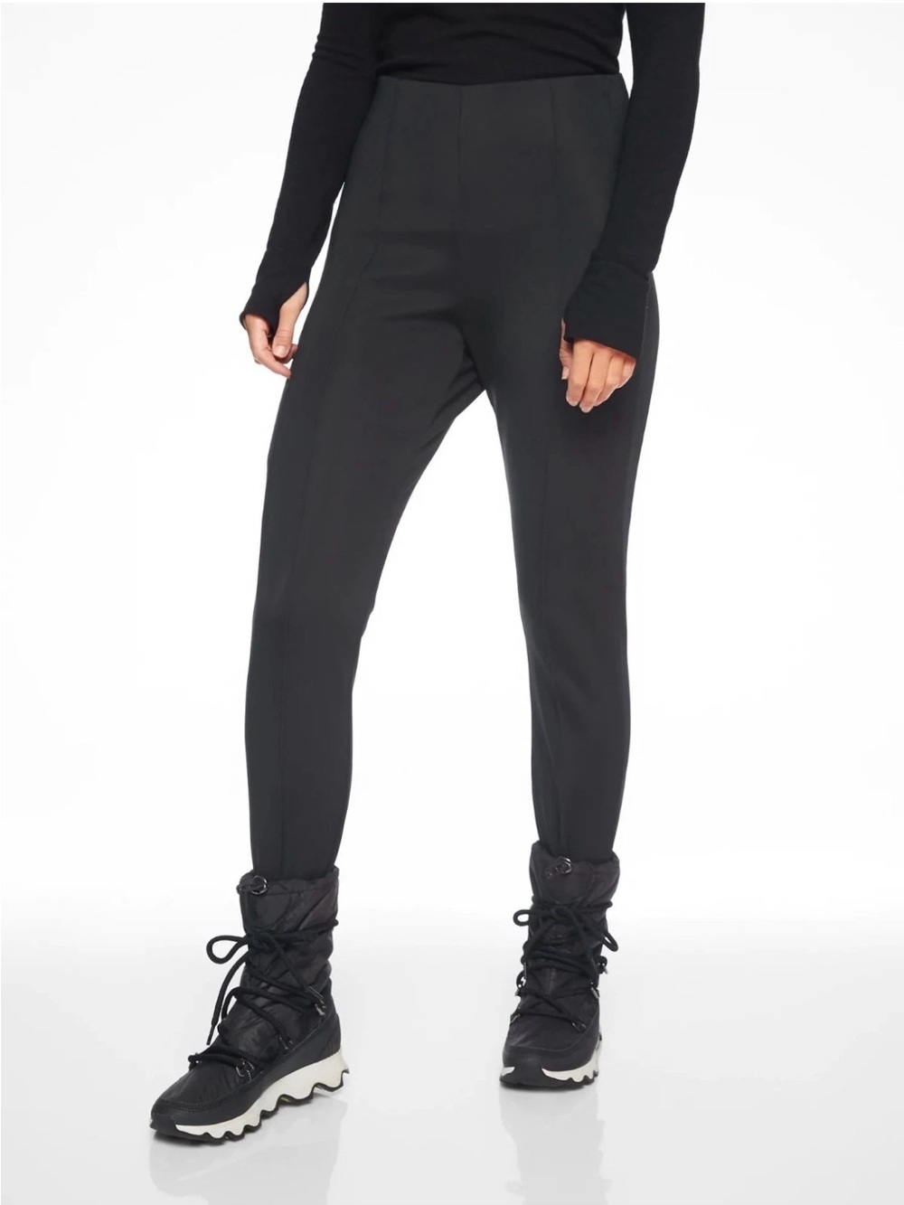Athleta Butte Peak Stirrup Outdoor Ski Winter Black Pants Size 6 Style 383898